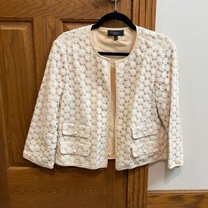 Talbots Floral‎ Crochet Overlay Jacket Size 8 Floral Feminine Professional